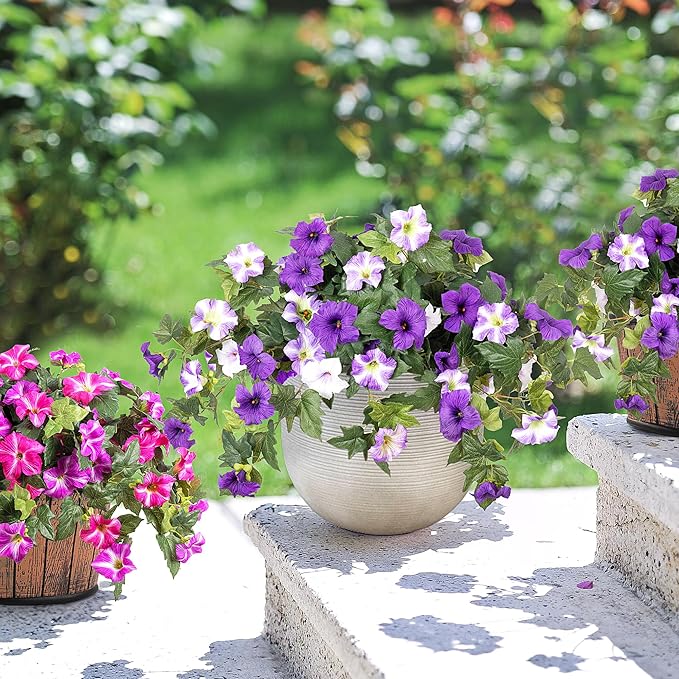Ammyoo Artificial Fake Flowers Plants for Outdoor Decoration, 2PCS Faux