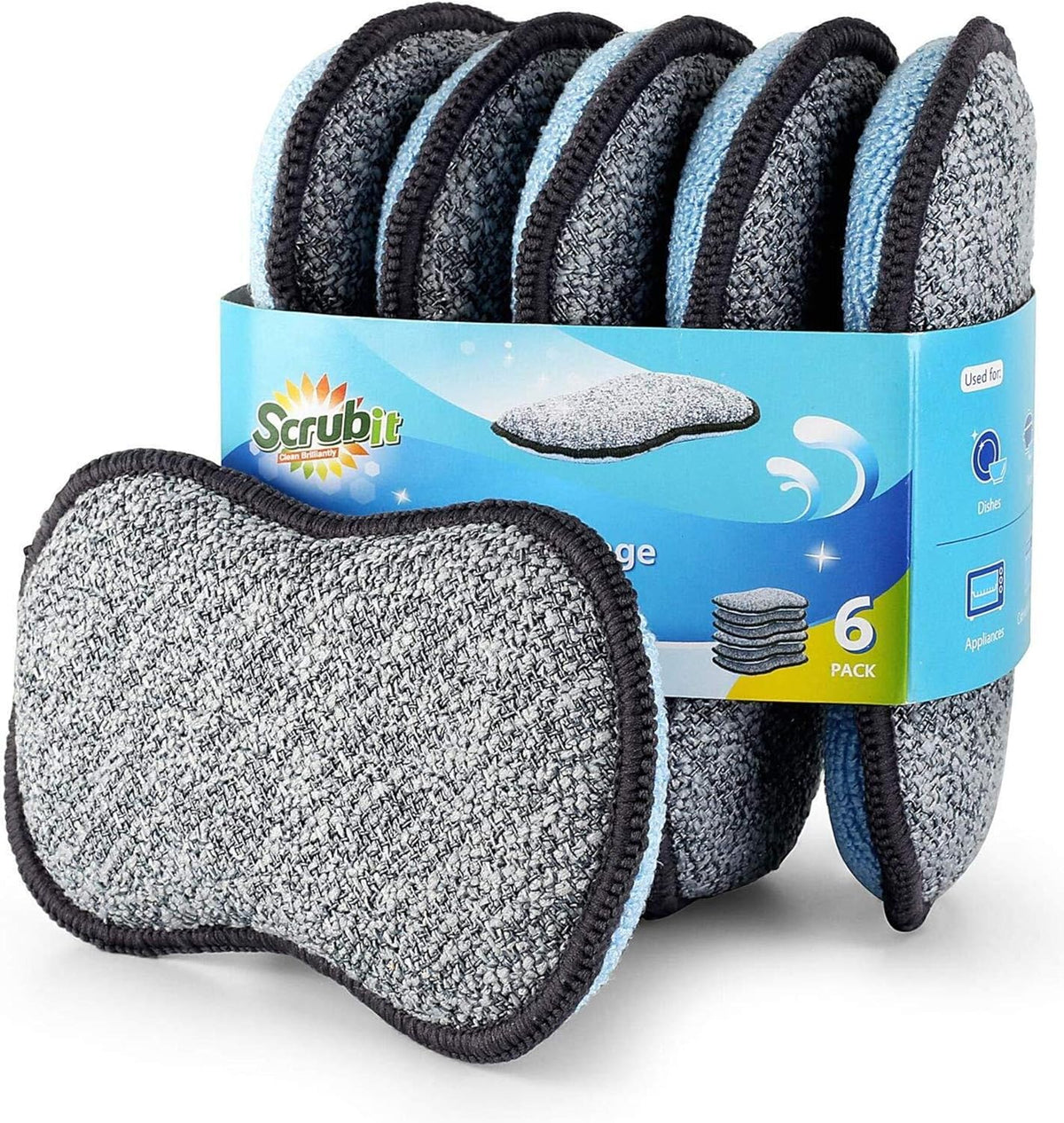Multi-Purpose Sponges Kitchen by Scrub-it - Non-Scratch Microfiber sponges